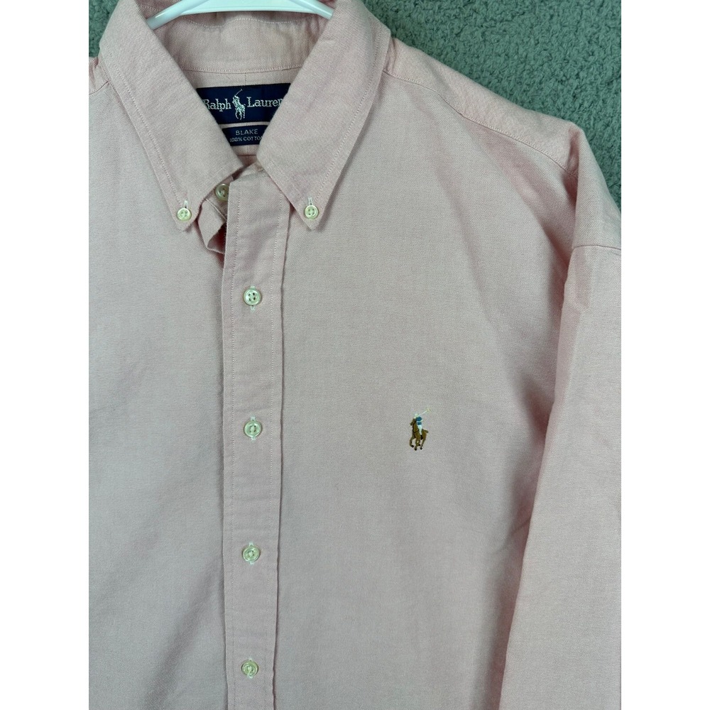 Ralph Lauren Shirt Mens XL Pink Oxford Blake Button Down Flex Pony Preppy Mens - Picture 3 of 8